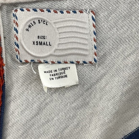 Postage Stamp Top Women's X Small Cream Striped Notch Collar Keyhole Back Top - Picture 4 of 8